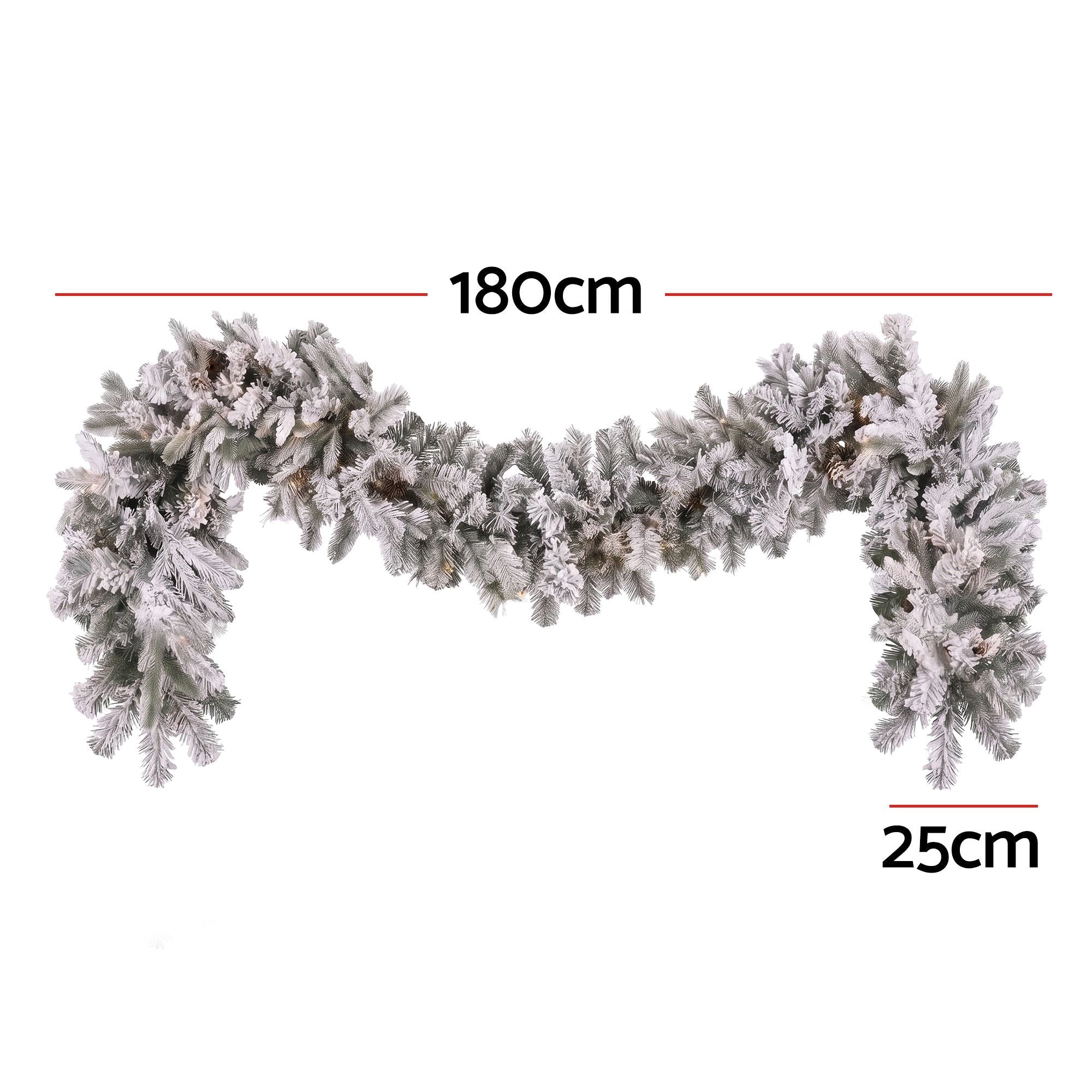 1.8M Christmas Garland 8 Mode LED Snow Frosted Tips Auto Timing - Occasions > Christmas > Christmas Wreaths & Garlands - Rivercity House & Home Co. (ABN 18 642 972 209) - Affordable Modern Furniture Australia