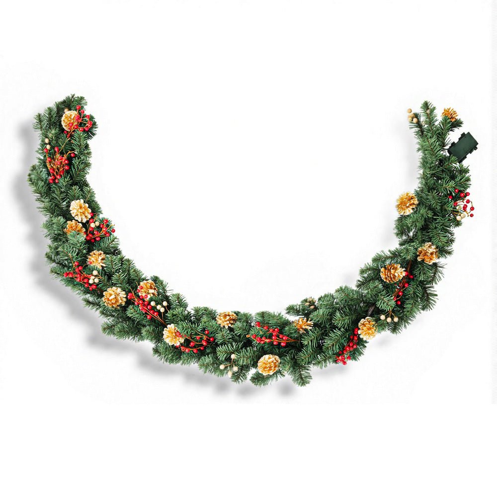 1.8M Christmas Garland Pre-lit LED Pine Cones Berries Xmas Decor - Occasions > Christmas > Christmas Wreaths & Garlands - Rivercity House & Home Co. (ABN 18 642 972 209) - Affordable Modern Furniture Australia
