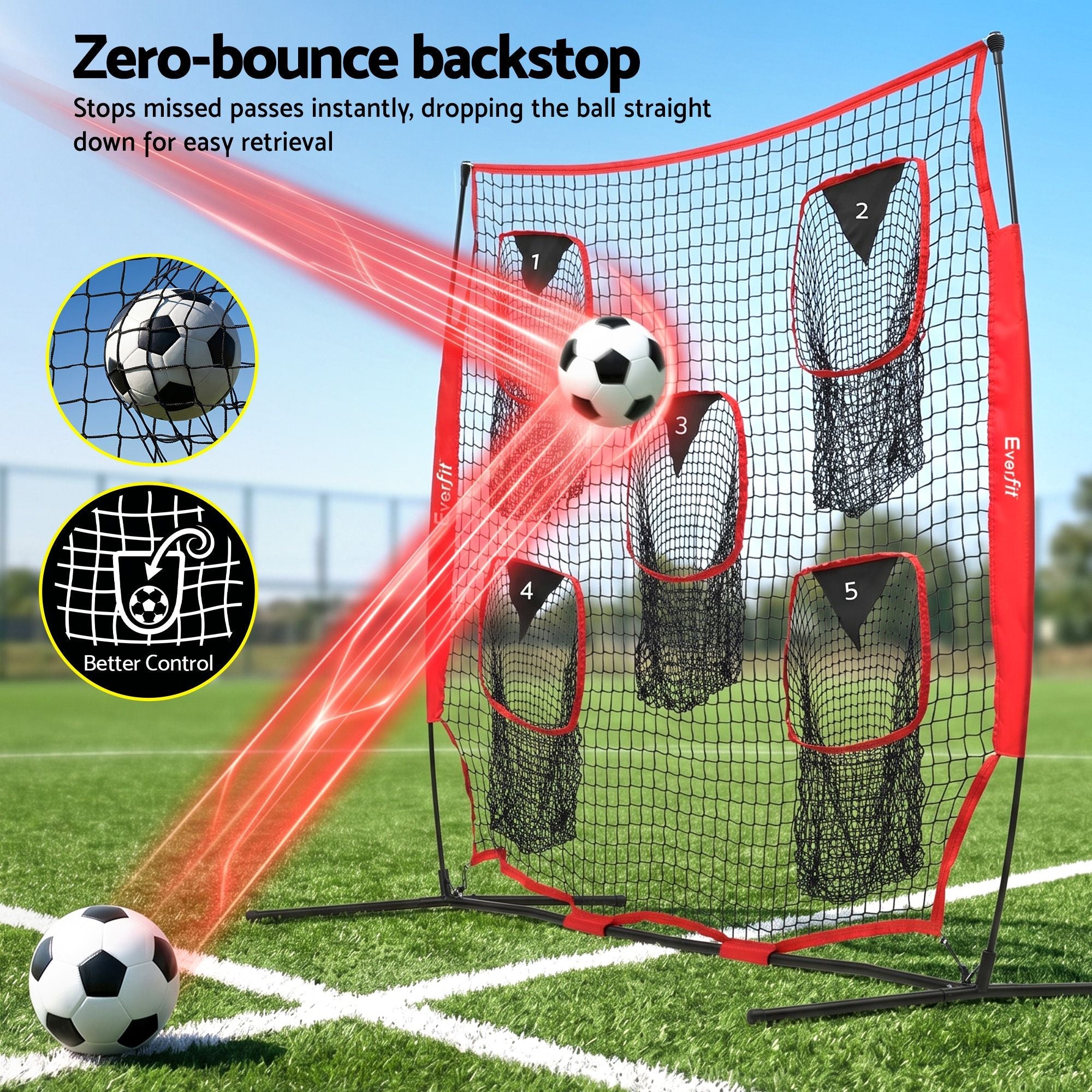 1.8m Football Training Net 5 Target Portable Soccer Goal Nets Rebounder - Sports & Fitness > Ball Sports > Soccer & Soccer Accessories - Rivercity House & Home Co. (ABN 18 642 972 209) - Affordable Modern Furniture Australia