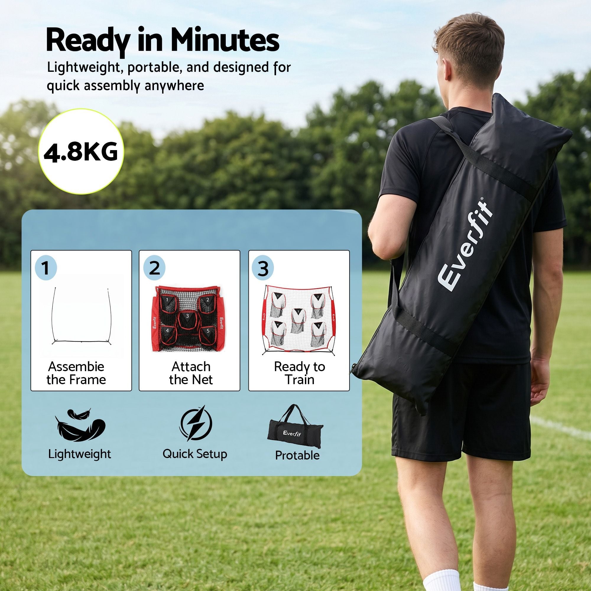 1.8m Football Training Net 5 Target Portable Soccer Goal Nets Rebounder - Sports & Fitness > Ball Sports > Soccer & Soccer Accessories - Rivercity House & Home Co. (ABN 18 642 972 209) - Affordable Modern Furniture Australia