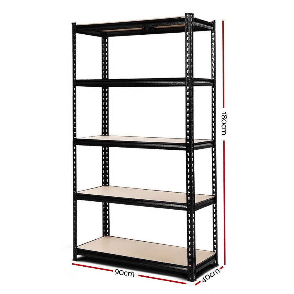 1.8M Garage Shelving Warehouse Rack Pallet Racking Storage Shelve Black - Tools > Tools Storage > Wall Storage Racks - Rivercity House & Home Co. (ABN 18 642 972 209) - Affordable Modern Furniture Australia