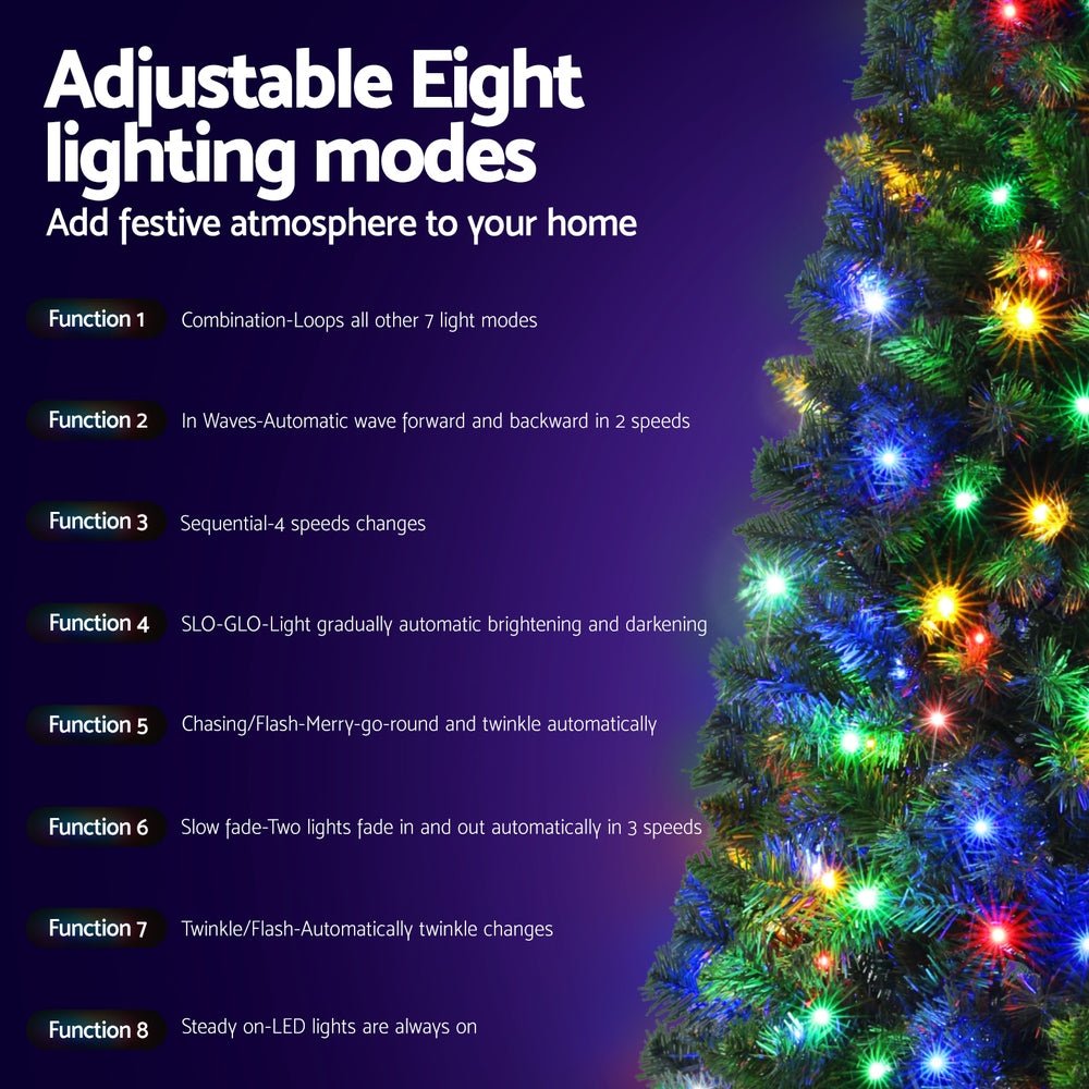 1.8M Pre - lit Christmas Tree 8 Mode Multi Colour 200 LED Light Xmas - Occasions > Christmas > Christmas Trees - Rivercity House & Home Co. (ABN 18 642 972 209) - Affordable Modern Furniture Australia