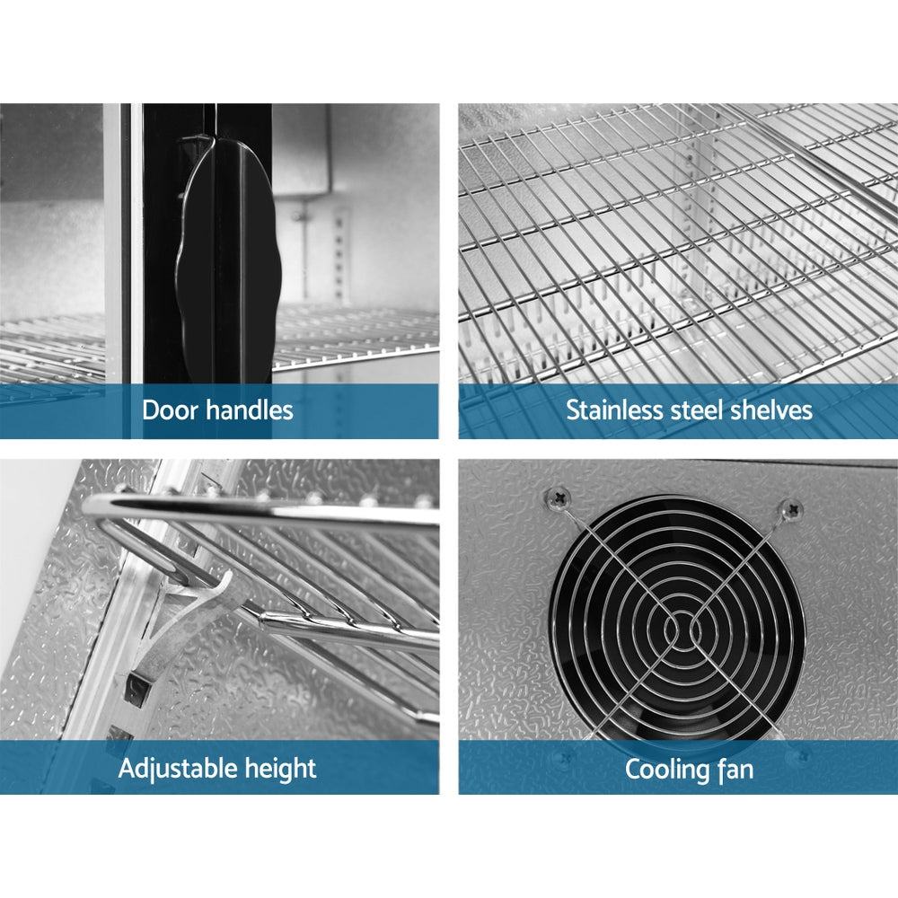 198L Bar Fridge Dual Glass Door w/Light Black - Appliances > Fridges & Freezers > Fridges - Rivercity House & Home Co. (ABN 18 642 972 209) - Affordable Modern Furniture Australia