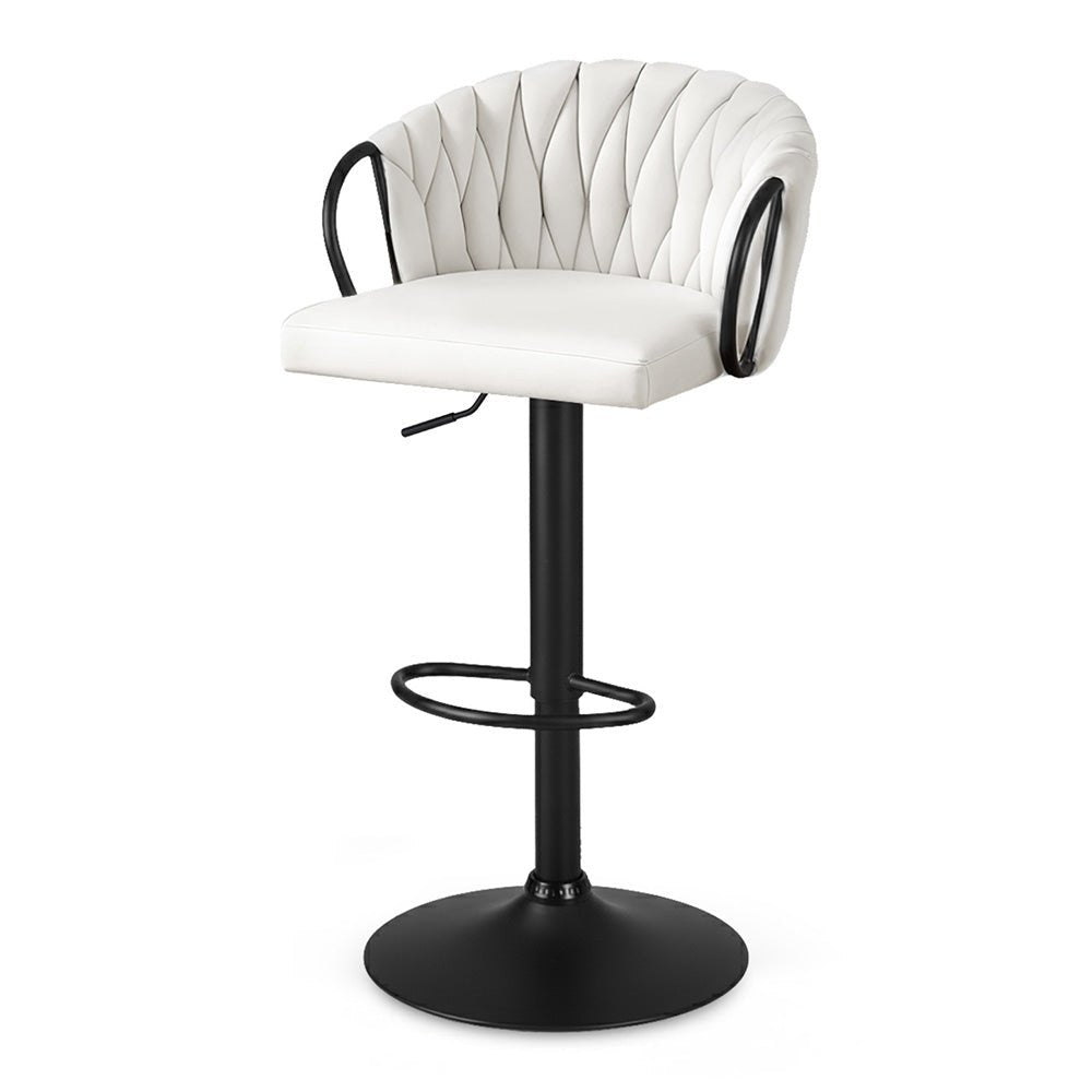 1x Bar Stool Single Kitchen Dining Chair Counter Stool Woven Velvet Ivory - Furniture > Bar Stools & Chairs > Table & Bar Stools - Rivercity House & Home Co. (ABN 18 642 972 209) - Affordable Modern Furniture Australia