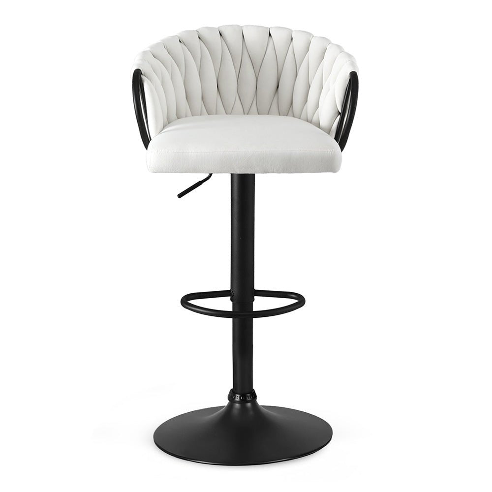 1x Bar Stool Single Kitchen Dining Chair Counter Stool Woven Velvet Ivory - Furniture > Bar Stools & Chairs > Table & Bar Stools - Rivercity House & Home Co. (ABN 18 642 972 209) - Affordable Modern Furniture Australia