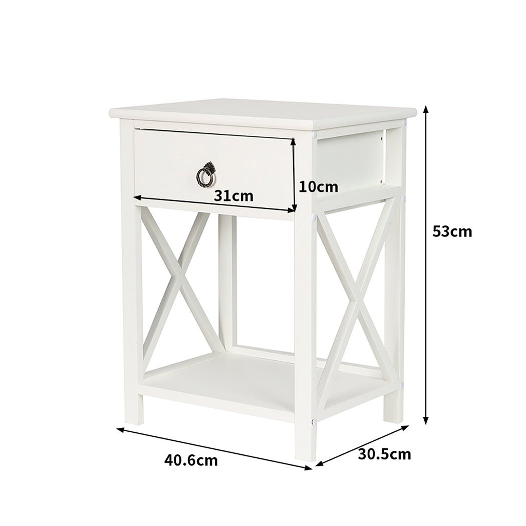 1x Bedside Tables Drawers Side - Rivercity House & Home Co. (ABN 18 642 972 209) - Affordable Modern Furniture Australia