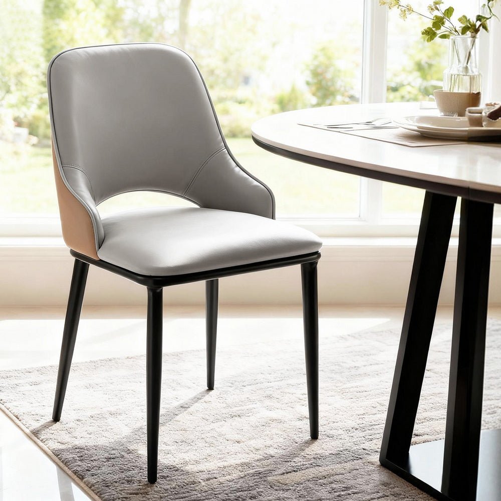 1x Dining Chair Hollow PU Leather Kitchen Lounge Cafe Accent Chairs Grey - Furniture > Dining > Kitchen & Dining Chairs - Rivercity House & Home Co. (ABN 18 642 972 209) - Affordable Modern Furniture Australia