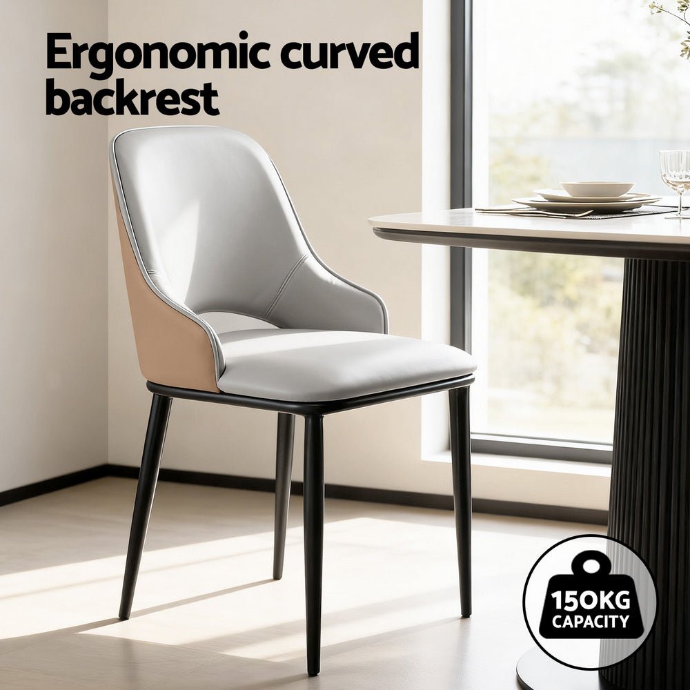 1x Dining Chair Hollow PU Leather Kitchen Lounge Cafe Accent Chairs Grey - Furniture > Dining > Kitchen & Dining Chairs - Rivercity House & Home Co. (ABN 18 642 972 209) - Affordable Modern Furniture Australia