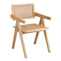Dining Chair with Rubber Wood Frame and Rattan Seat - Natural