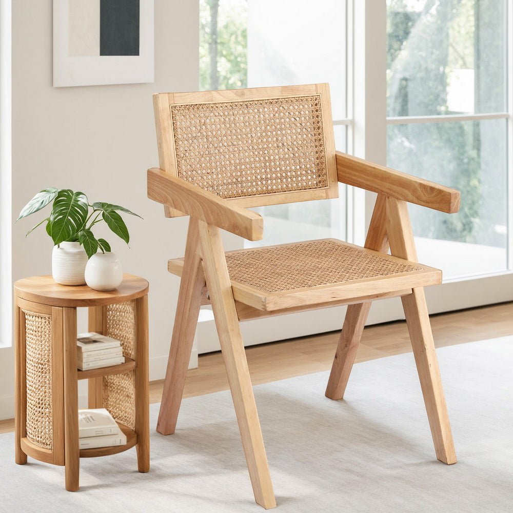 1x Dining Chair Wooden Rattan Seat Rubber Wood Frame - Furniture > Dining > Kitchen & Dining Chairs - Rivercity House & Home Co. (ABN 18 642 972 209) - Affordable Modern Furniture Australia