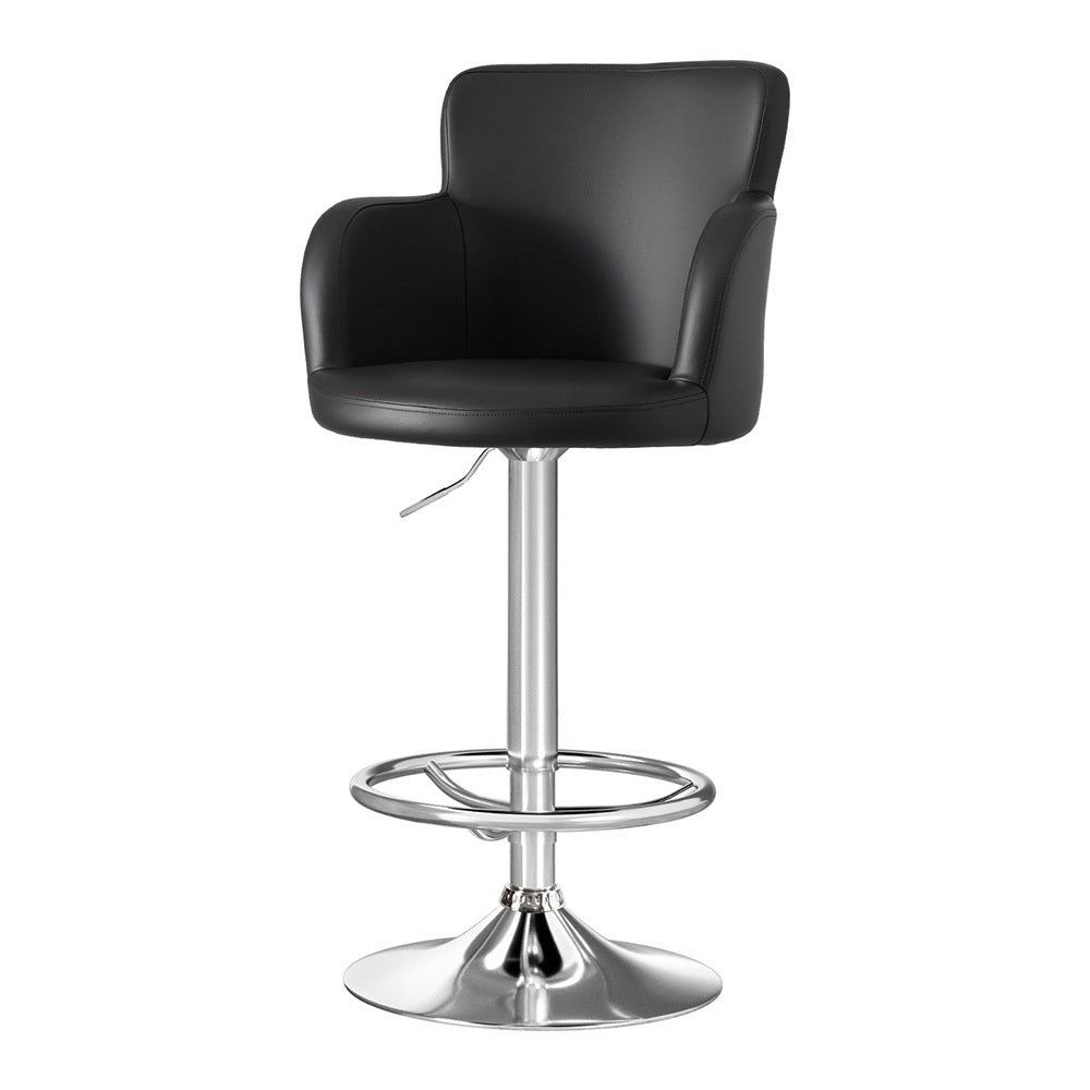 1x Leather Bar Stools Swivel Adjustable Gas Lift PU Counter Chairs Black - Furniture > Bar Stools & Chairs > Table & Bar Stools - Rivercity House & Home Co. (ABN 18 642 972 209) - Affordable Modern Furniture Australia