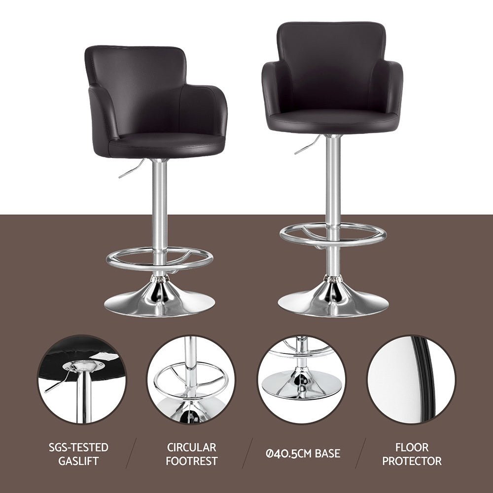 1x Leather Bar Stools Swivel Adjustable Gas Lift PU Counter Chairs Brown - Furniture > Bar Stools & Chairs > Table & Bar Stools - Rivercity House & Home Co. (ABN 18 642 972 209) - Affordable Modern Furniture Australia