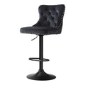 1x Velvet Bar Stool Adjustable Height Nailhead Trim Kitchen Counter Stool
