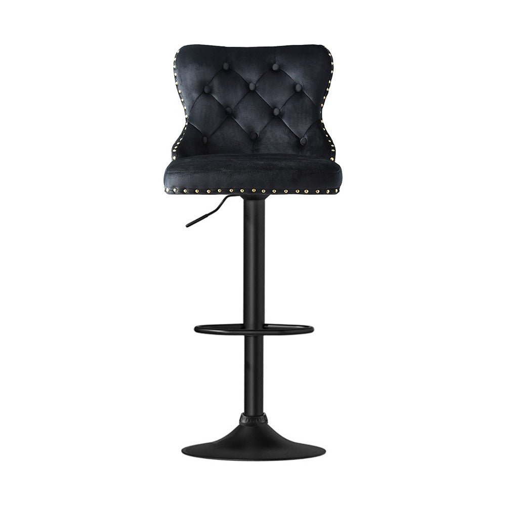 1x Velvet Bar Stool Adjustable Height Nailhead Trim Kitchen Counter Stool - Furniture > Bar Stools & Chairs > Table & Bar Stools - Rivercity House & Home Co. (ABN 18 642 972 209) - Affordable Modern Furniture Australia