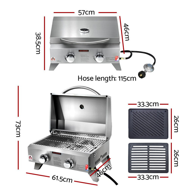 2 Burner Portable Gas BBQ Stove - Home & Garden - Rivercity House & Home Co. (ABN 18 642 972 209) - Affordable Modern Furniture Australia