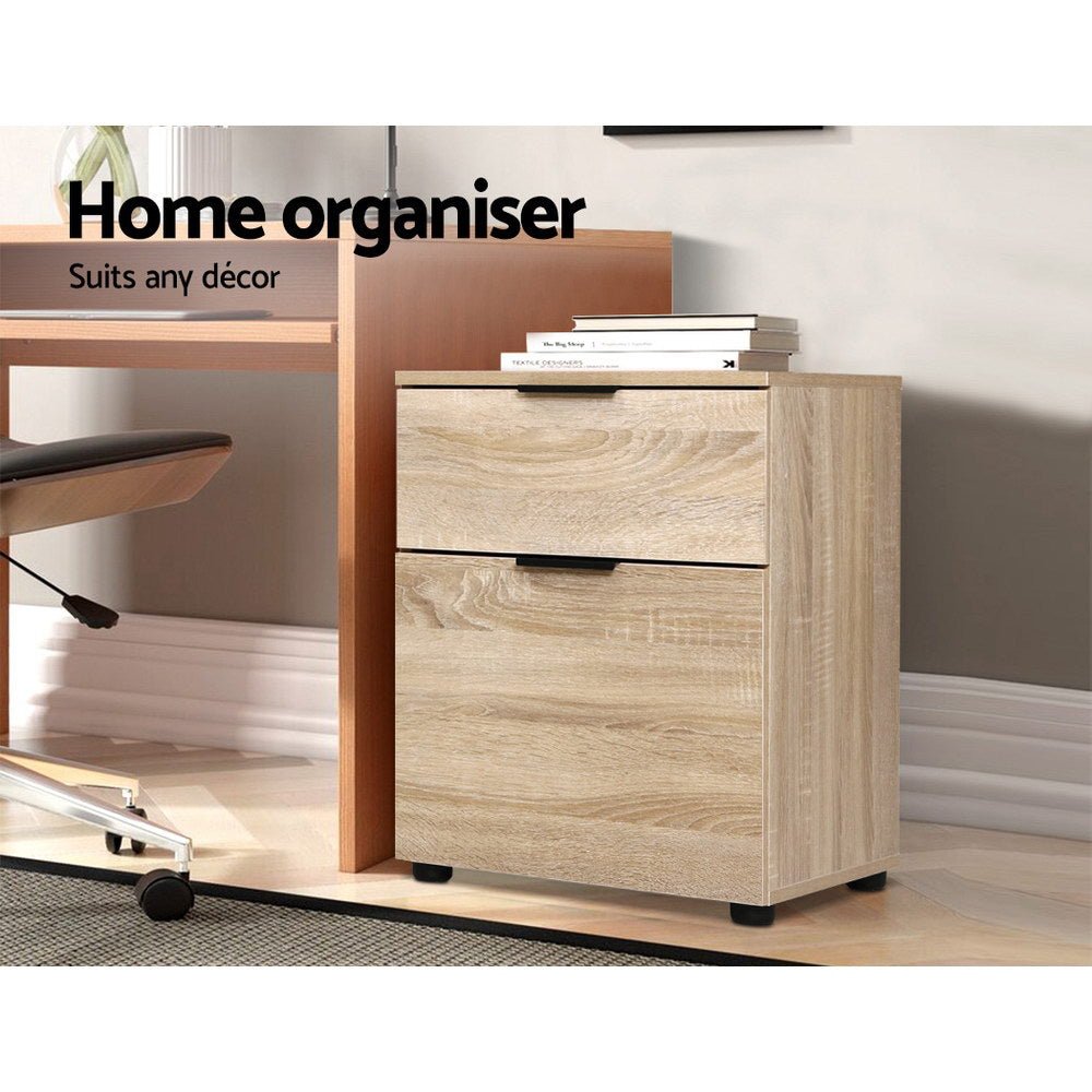 2 Drawer Filing Cabinet Office Shelves Storage Drawers Cupboard Wood File Home - Furniture > Office - Rivercity House & Home Co. (ABN 18 642 972 209) - Affordable Modern Furniture Australia