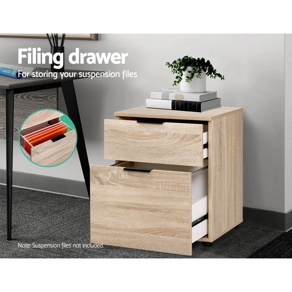 2 Drawer Filing Cabinet Office Shelves Storage Drawers Cupboard Wood File Home - Furniture > Office - Rivercity House & Home Co. (ABN 18 642 972 209) - Affordable Modern Furniture Australia
