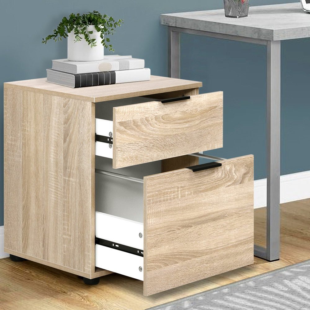 2 Drawer Filing Cabinet Office Shelves Storage Drawers Cupboard Wood File Home - Furniture > Office - Rivercity House & Home Co. (ABN 18 642 972 209) - Affordable Modern Furniture Australia