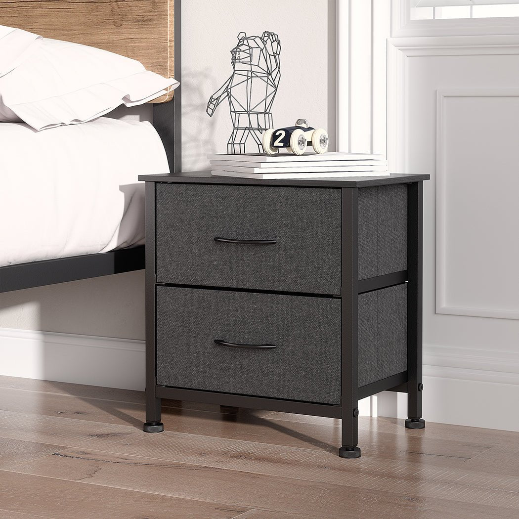 2 - Drawer Storage Cabinet Chest with Removable Drawers - Dark Grey - Rivercity House & Home Co. (ABN 18 642 972 209) - Affordable Modern Furniture Australia