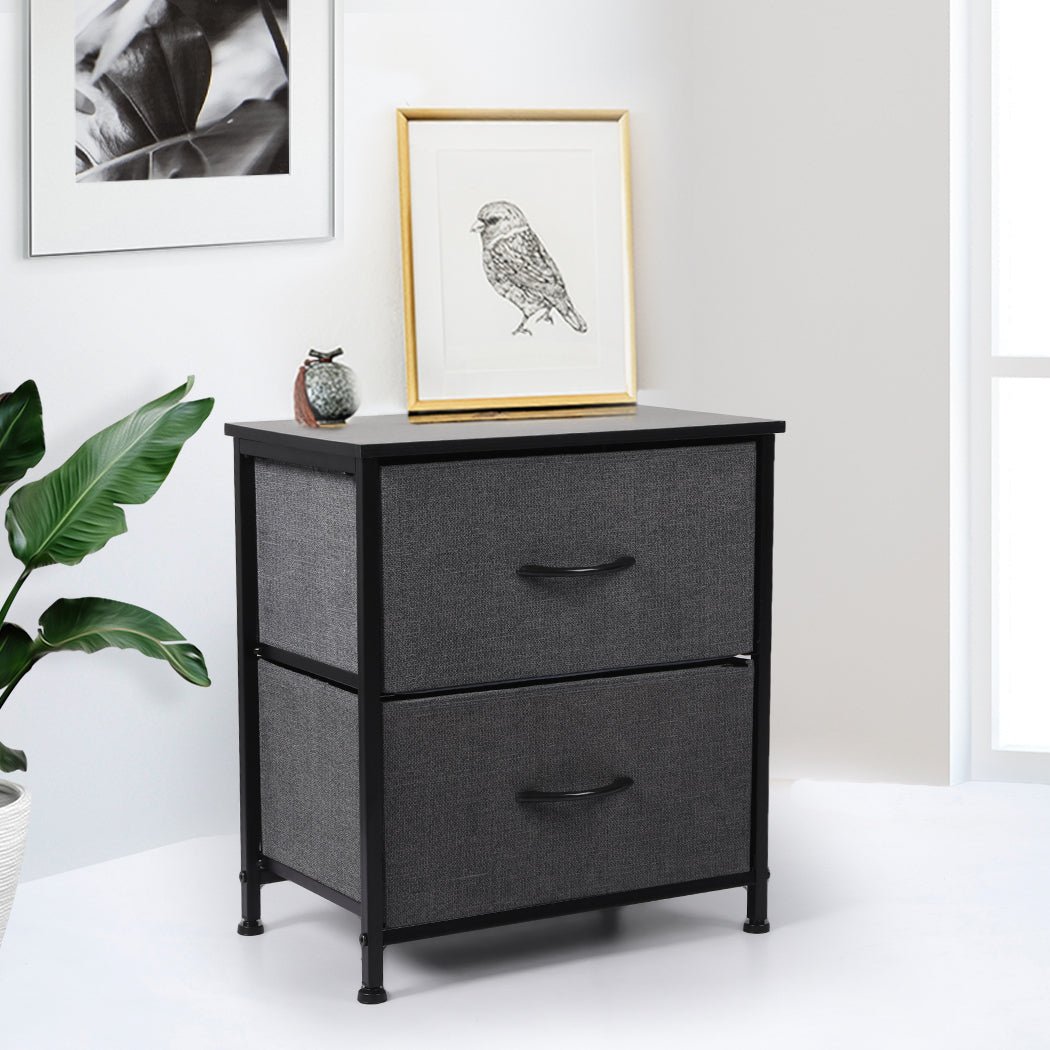 2 - Drawer Storage Cabinet Chest with Removable Drawers - Dark Grey - Rivercity House & Home Co. (ABN 18 642 972 209) - Affordable Modern Furniture Australia
