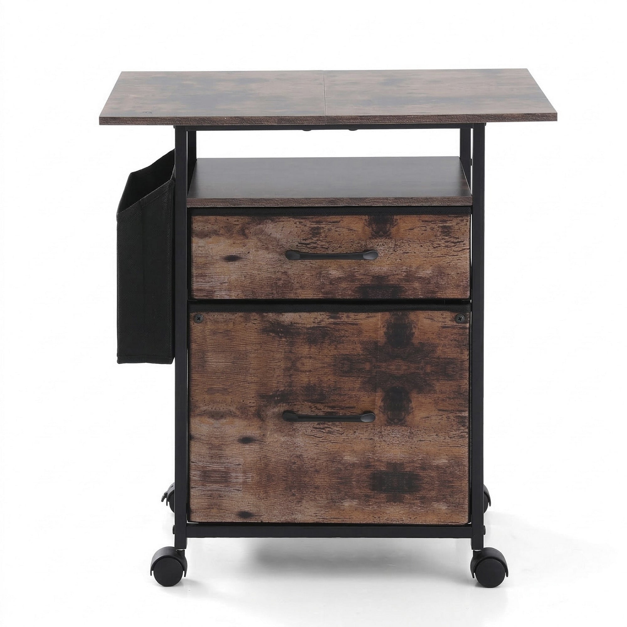 2 Fabric Drawer File Cabinet Printer Stand Rolling File Cabinet with Side Bag - Furniture > Office > Storage Cabinets - Rivercity House & Home Co. (ABN 18 642 972 209) - Affordable Modern Furniture Australia