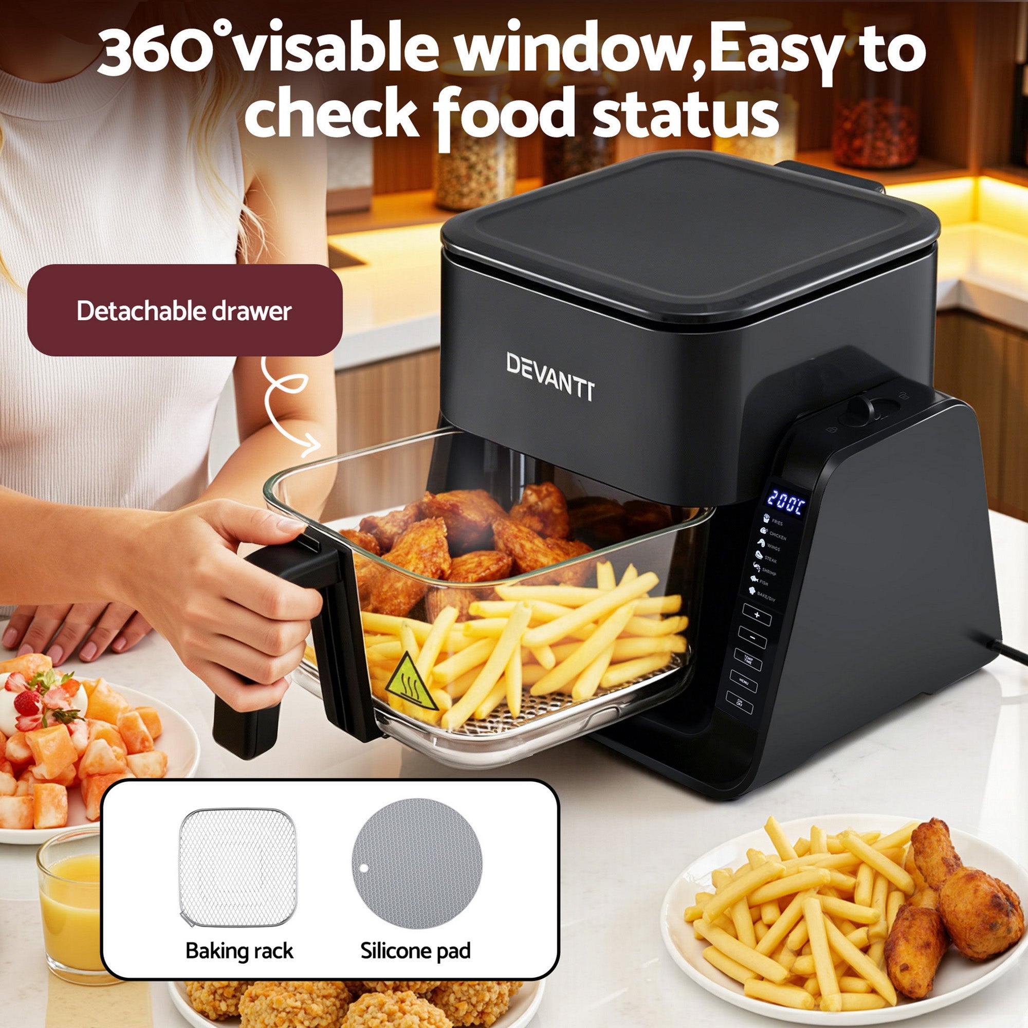 2 - IN - 1 Air Fryer 5.5L Dual Zone Fryers Electric Cooker with Top BBQ Grill & Bot - Appliances > Kitchen Appliances > Air Fryers - Rivercity House & Home Co. (ABN 18 642 972 209) - Affordable Modern Furniture Australia