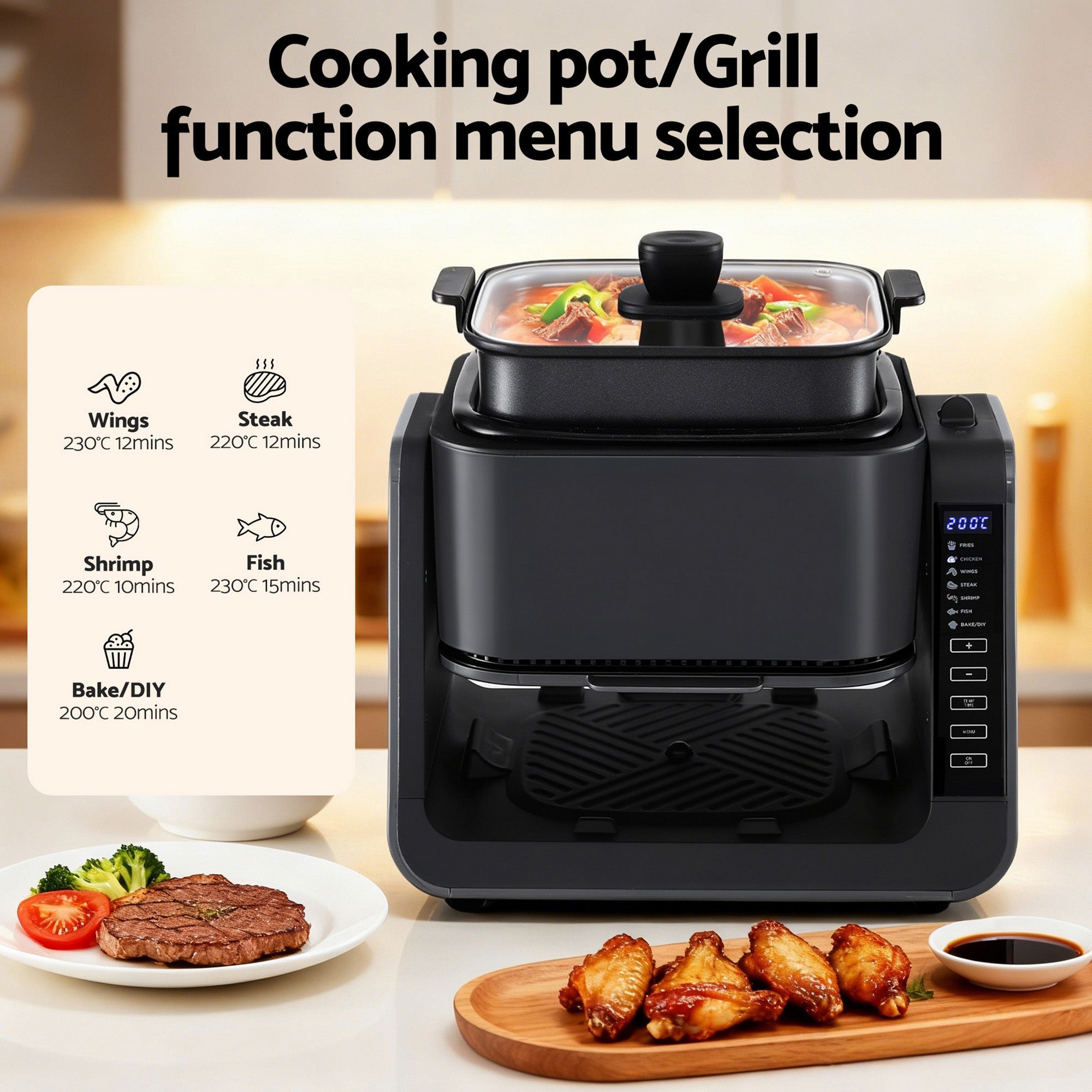 2 - IN - 1 Air Fryer 5.5L Dual Zone Fryers Electric Cooker with Top BBQ Grill & Bot - Appliances > Kitchen Appliances > Air Fryers - Rivercity House & Home Co. (ABN 18 642 972 209) - Affordable Modern Furniture Australia