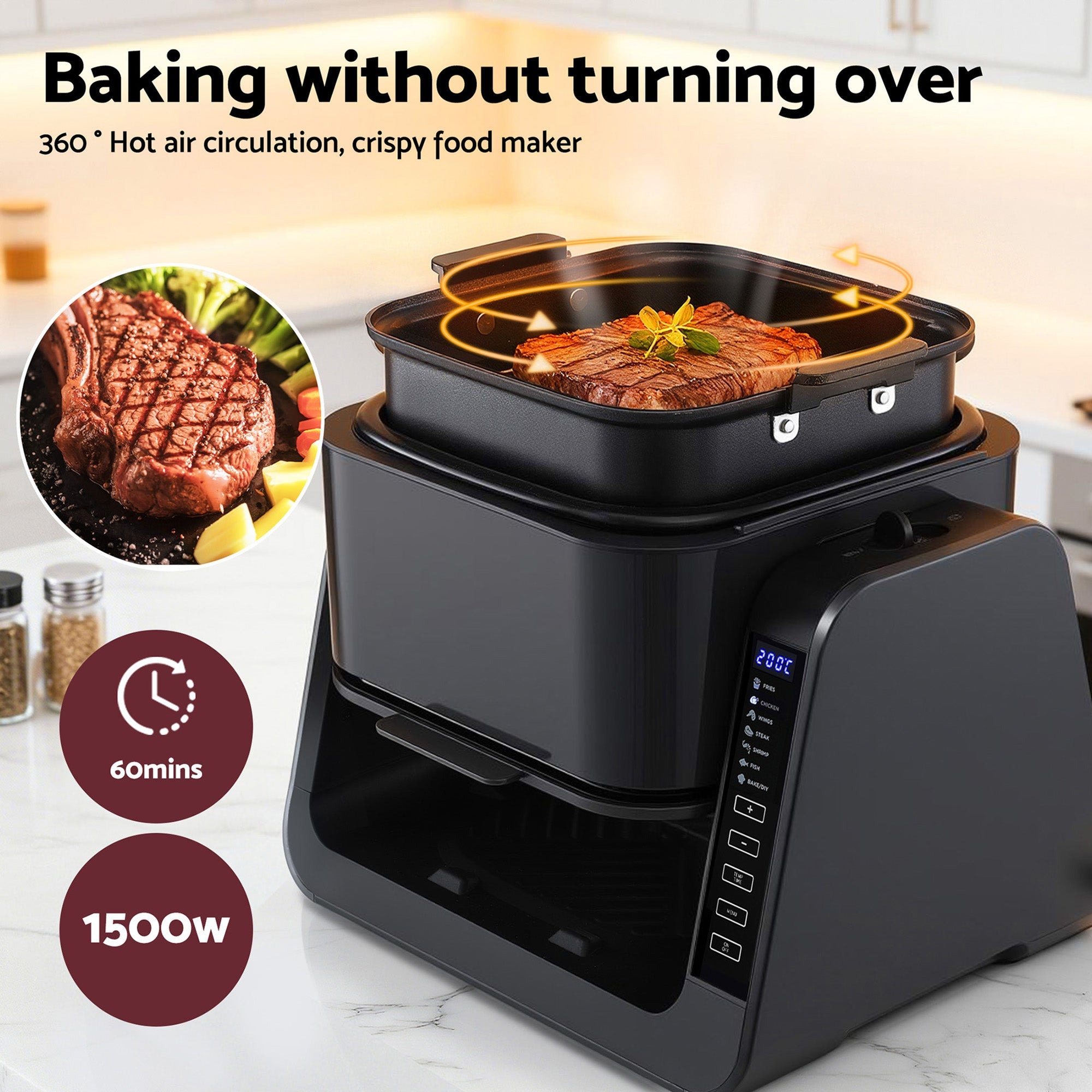 2 - IN - 1 Air Fryer 5.5L Dual Zone Fryers Electric Cooker with Top BBQ Grill & Bot - Appliances > Kitchen Appliances > Air Fryers - Rivercity House & Home Co. (ABN 18 642 972 209) - Affordable Modern Furniture Australia