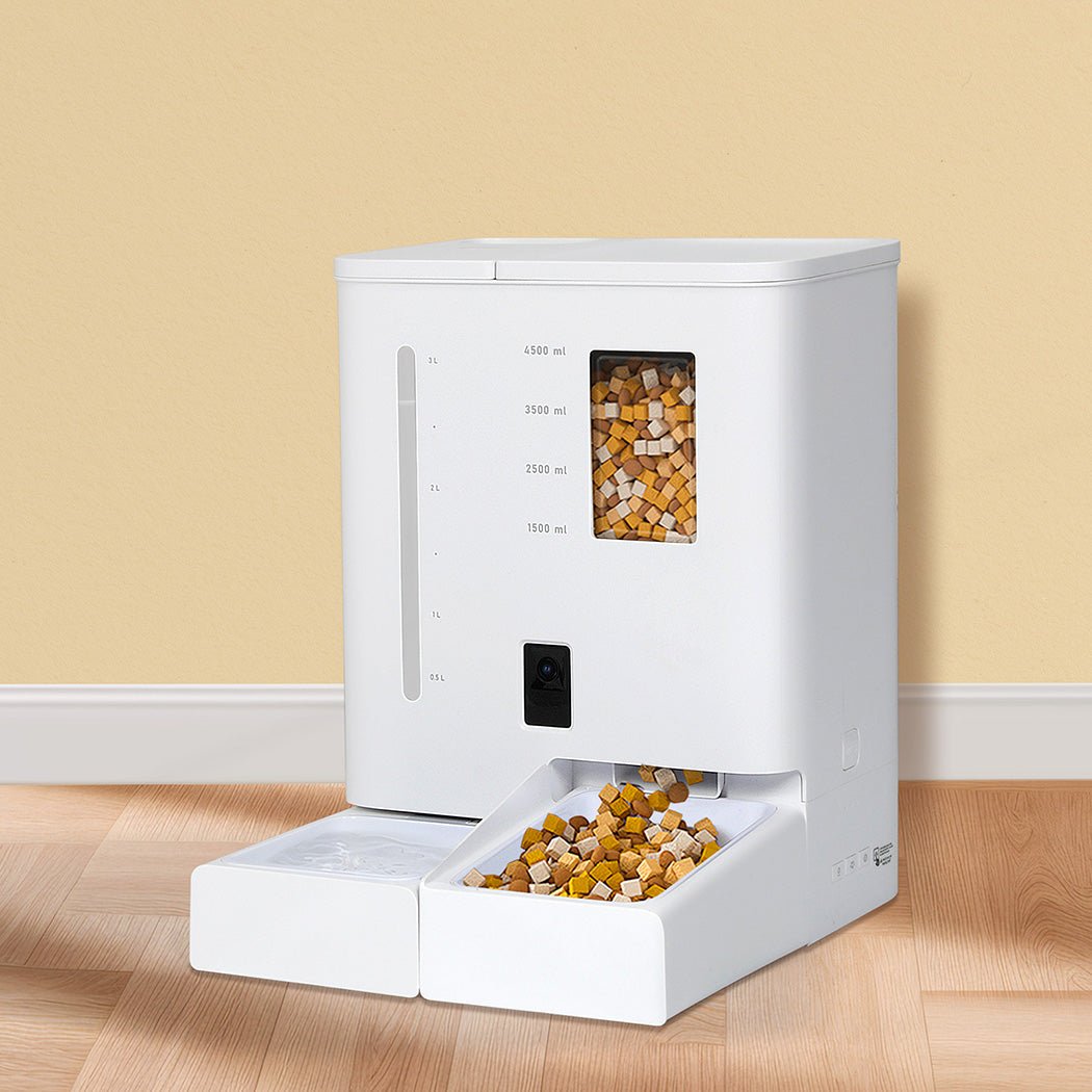 2 - in - 1 Automatic Cat & Dog Feeder with Waterer 5L Food 4L Water - White - Rivercity House & Home Co. (ABN 18 642 972 209) - Affordable Modern Furniture Australia