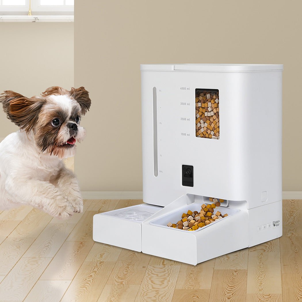 2 - in - 1 Automatic Cat & Dog Feeder with Waterer 5L Food 4L Water - White - Rivercity House & Home Co. (ABN 18 642 972 209) - Affordable Modern Furniture Australia