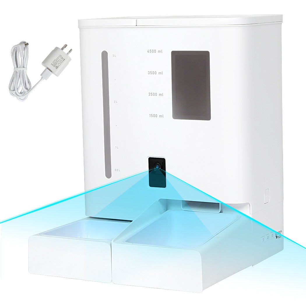 2 - in - 1 Automatic Cat & Dog Feeder with Waterer 5L Food 4L Water - White - Rivercity House & Home Co. (ABN 18 642 972 209) - Affordable Modern Furniture Australia