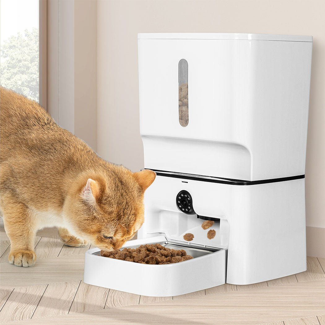 2 - in - 1 Automatic Pet Feeder with WiFi Camera and Laser Toy - White - Rivercity House & Home Co. (ABN 18 642 972 209) - Affordable Modern Furniture Australia