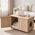 2-in-1 Coffee Table with Pet Cat House and Storage Cabinet 80x50x55cm Wood Finish