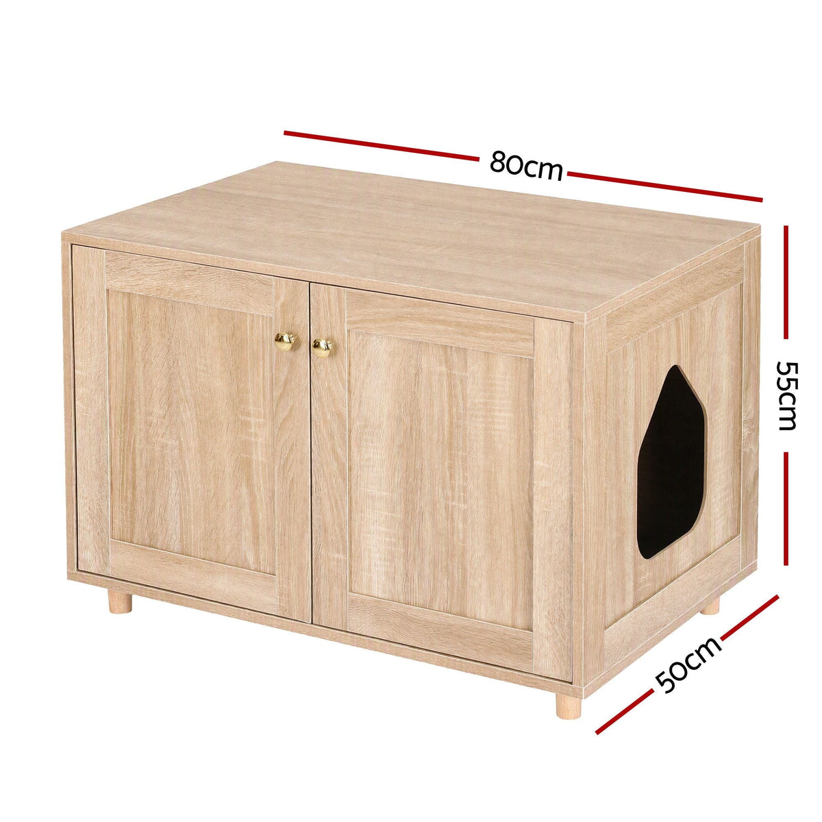 2-in-1 Coffee Table with Pet Cat House and Storage Cabinet 80x50x55cm Wood Finish - Furniture > Living Room > Coffee Tables - Rivercity House & Home Co. (ABN 18 642 972 209) - Affordable Modern Furniture Australia