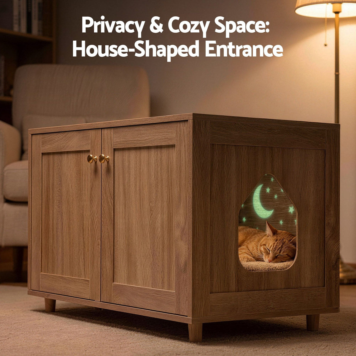 2-in-1 Coffee Table with Pet Cat House and Storage Cabinet 80x50x55cm Wood Finish - Furniture > Living Room > Coffee Tables - Rivercity House & Home Co. (ABN 18 642 972 209) - Affordable Modern Furniture Australia