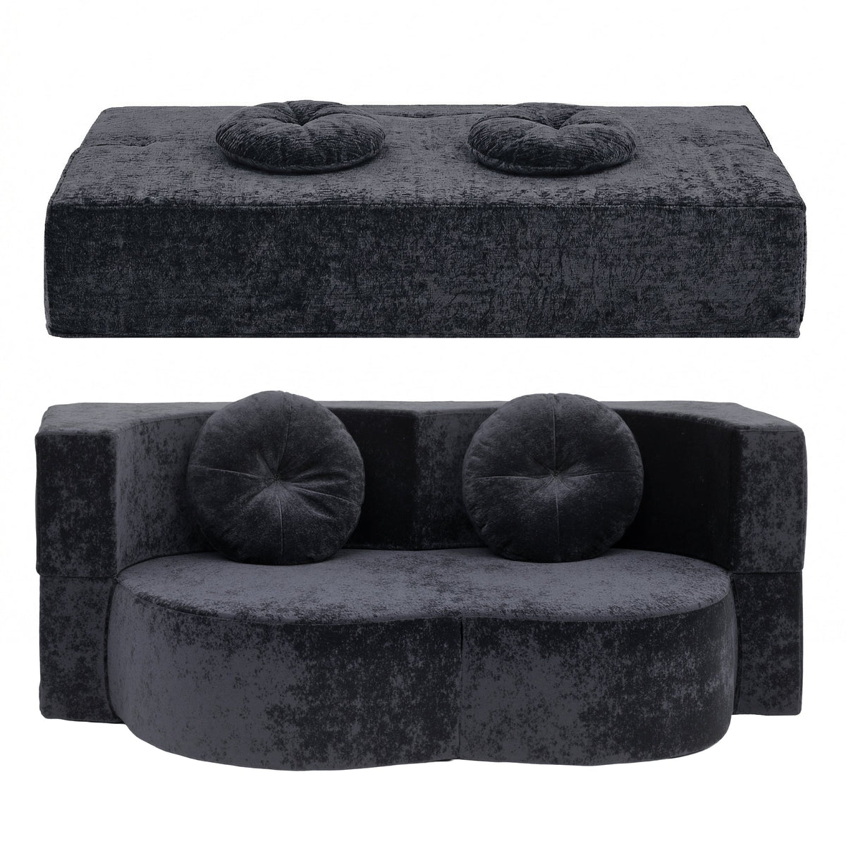 2 in 1 Convertible Boneless Folding Sofa Bed with High Density Sponge and 2 Pillows - Grey - Furniture > Sofas > Sofas & Sofa Beds - Rivercity House & Home Co. (ABN 18 642 972 209) - Affordable Modern Furniture Australia