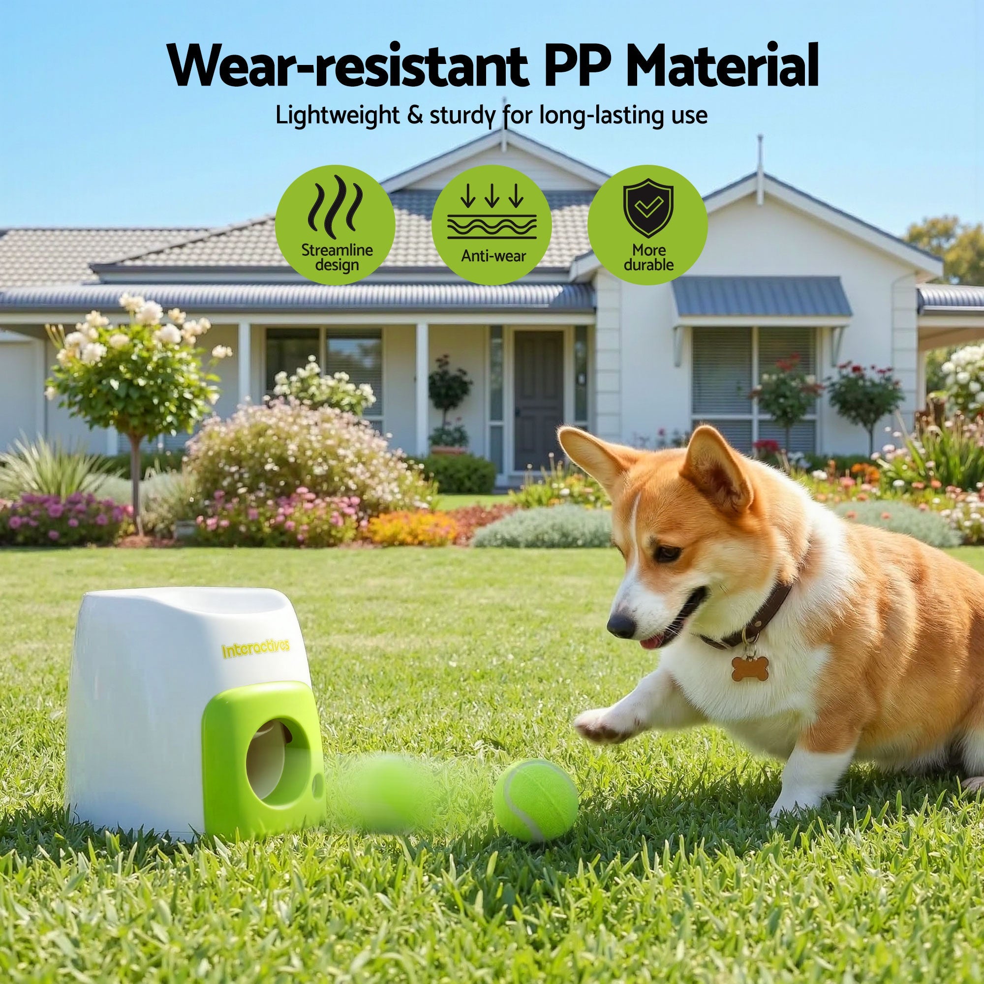 2-in-1 Dog Ball Launcher and Treat Dispenser with 2 Balls - Green - Pet Care > Toys > Dog Toys - Rivercity House & Home Co. (ABN 18 642 972 209) - Affordable Modern Furniture Australia