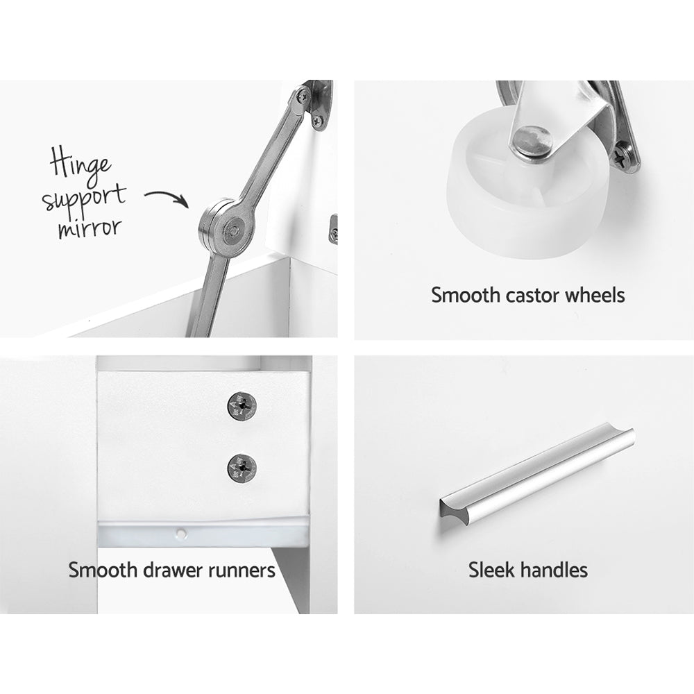 2 - in - 1 Dressing Table Stool Set Bedside Table White - Furniture > Bedroom > Dressing Vanity & Dressing Tables - Rivercity House & Home Co. (ABN 18 642 972 209) - Affordable Modern Furniture Australia