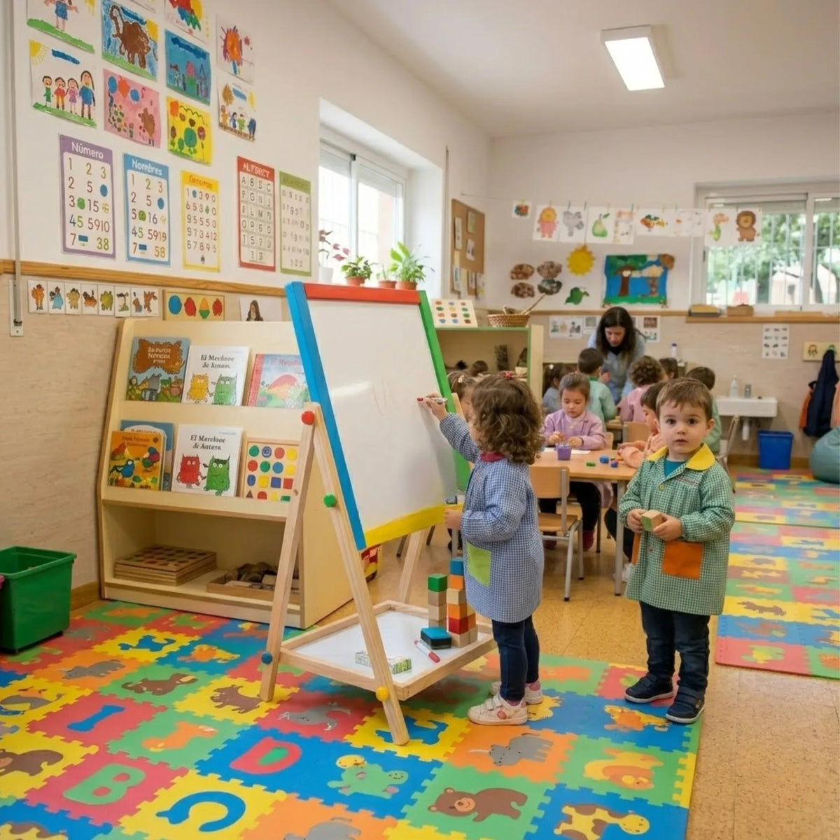 2-in-1 Kids Art Easel Double-Sided Chalkboard and Whiteboard - Natural - Home & Garden > Home Office Accessories > Desk Accessories - Rivercity House & Home Co. (ABN 18 642 972 209) - Affordable Modern Furniture Australia