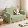 2-in-1 Kids Sofa with Side Pocket and Removable Cover 76x44x39cm - Light Green