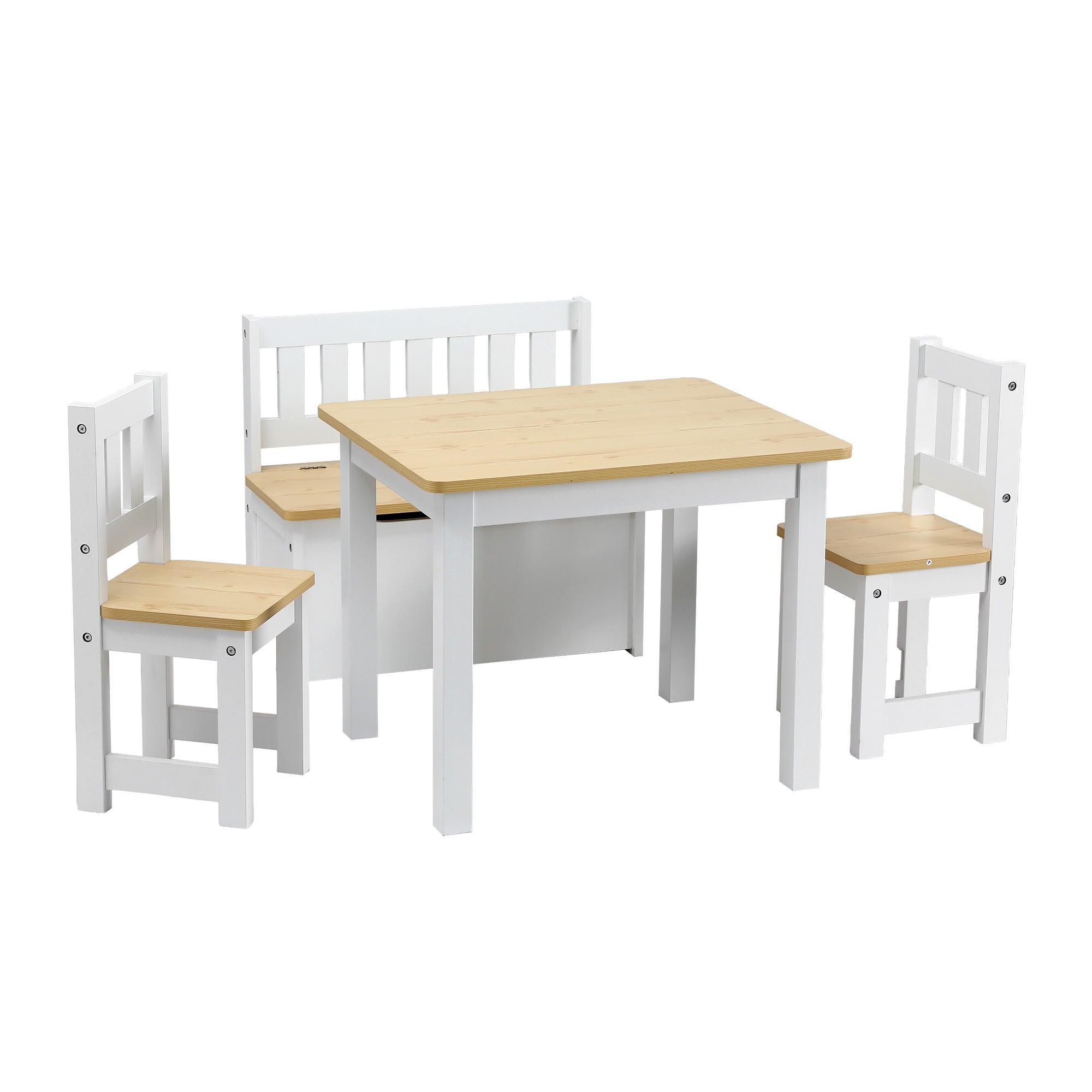 2 in 1 Kids Table and Chair Set, Activity Table with Storage Bench and 2 Chairs for Reading, Drawing, Writing, Snack Time & Arts Crafts, 4 PCS Toddler Table and Chair Set, Natural - Baby & Kids > Kid's Furniture > Kid's Tables, Chairs & Seats - Rivercity House & Home Co. (ABN 18 642 972 209) - Affordable Modern Furniture Australia