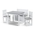2 in 1 Kids Activity Table and Chair Set with Storage Bench, 4 Pieces for Reading, Drawing, Snack Time - Grey