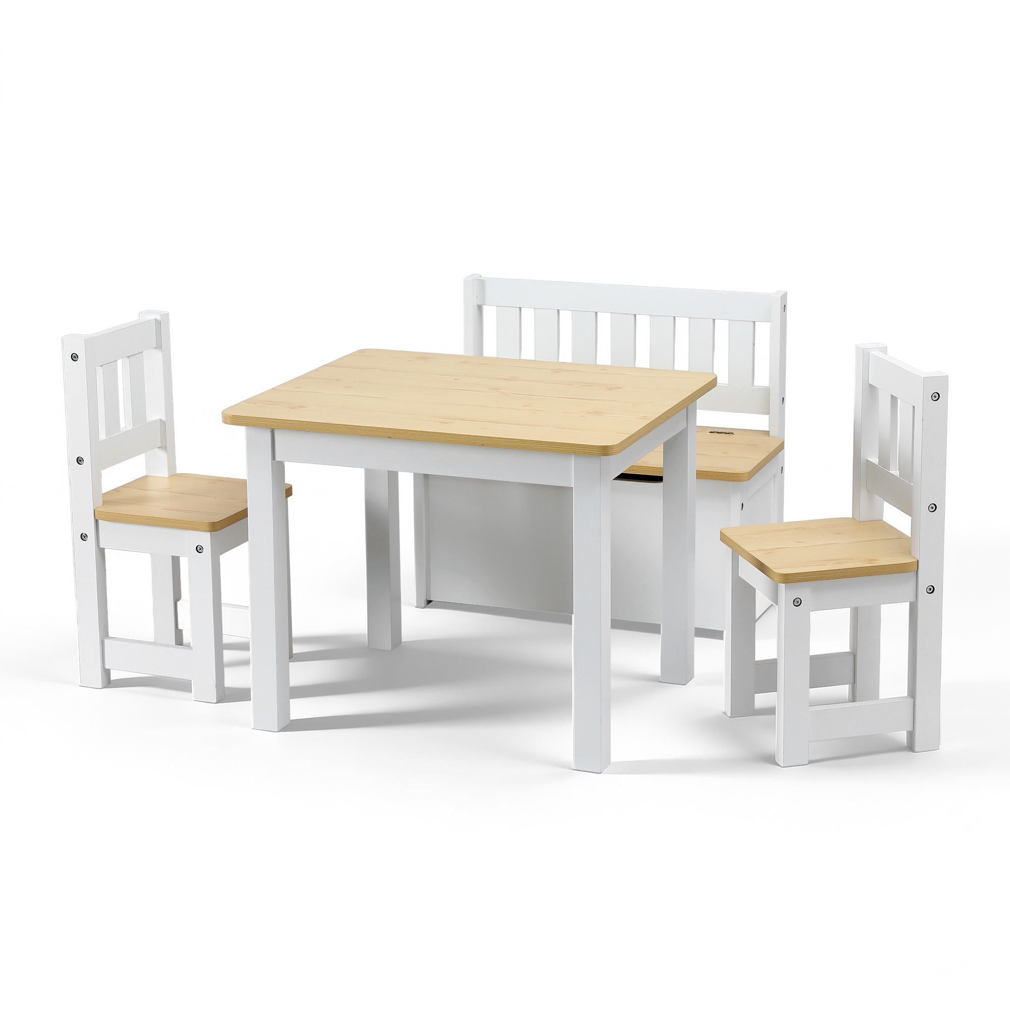 2 in 1 Kids Table and Chair Set, Activity Table with Storage Bench and 2 Chairs for Reading, Drawing, Writing, Snack Time & Arts Crafts, 4 PCS Toddler Table and Chair Set, Natural - Baby & Kids > Kid's Furniture > Kid's Tables, Chairs & Seats - Rivercity House & Home Co. (ABN 18 642 972 209) - Affordable Modern Furniture Australia