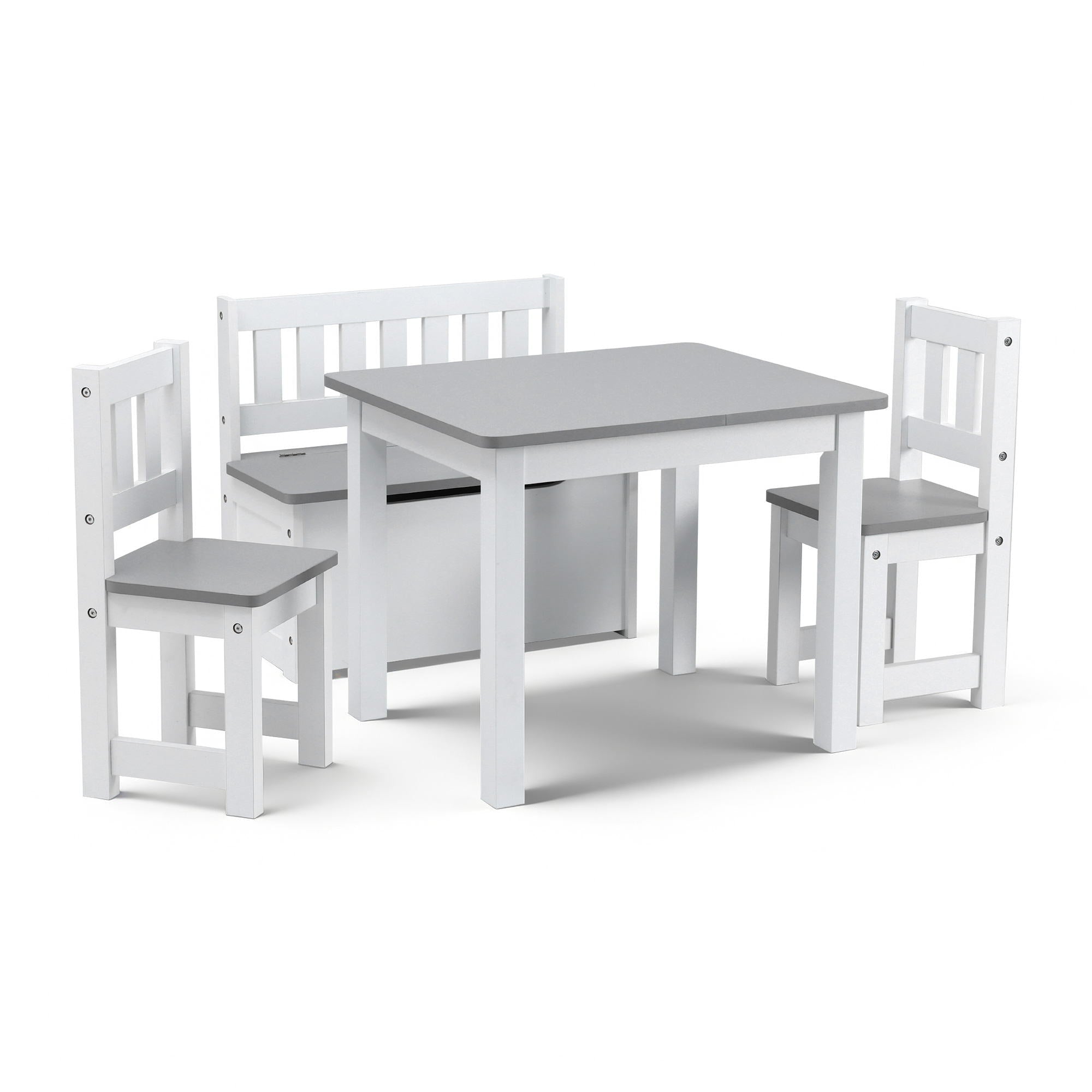 2 in 1 Kids Table and Chair Set, Activity Table with Storage Bench and 2 Chairs for Reading, Drawing, Writing, Snack Time & Arts Crafts, 4 PCS Toddler Table and Chair Set, Grey - Baby & Kids > Kid's Furniture > Kid's Tables, Chairs & Seats - Rivercity House & Home Co. (ABN 18 642 972 209) - Affordable Modern Furniture Australia