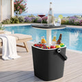 2-in-1 Outdoor Bar Table with 15L Ice Bucket and Tongs - Black
