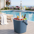 2-in-1 Outdoor Bar Table with 15L Ice Bucket Cooler and Tongs - Blue