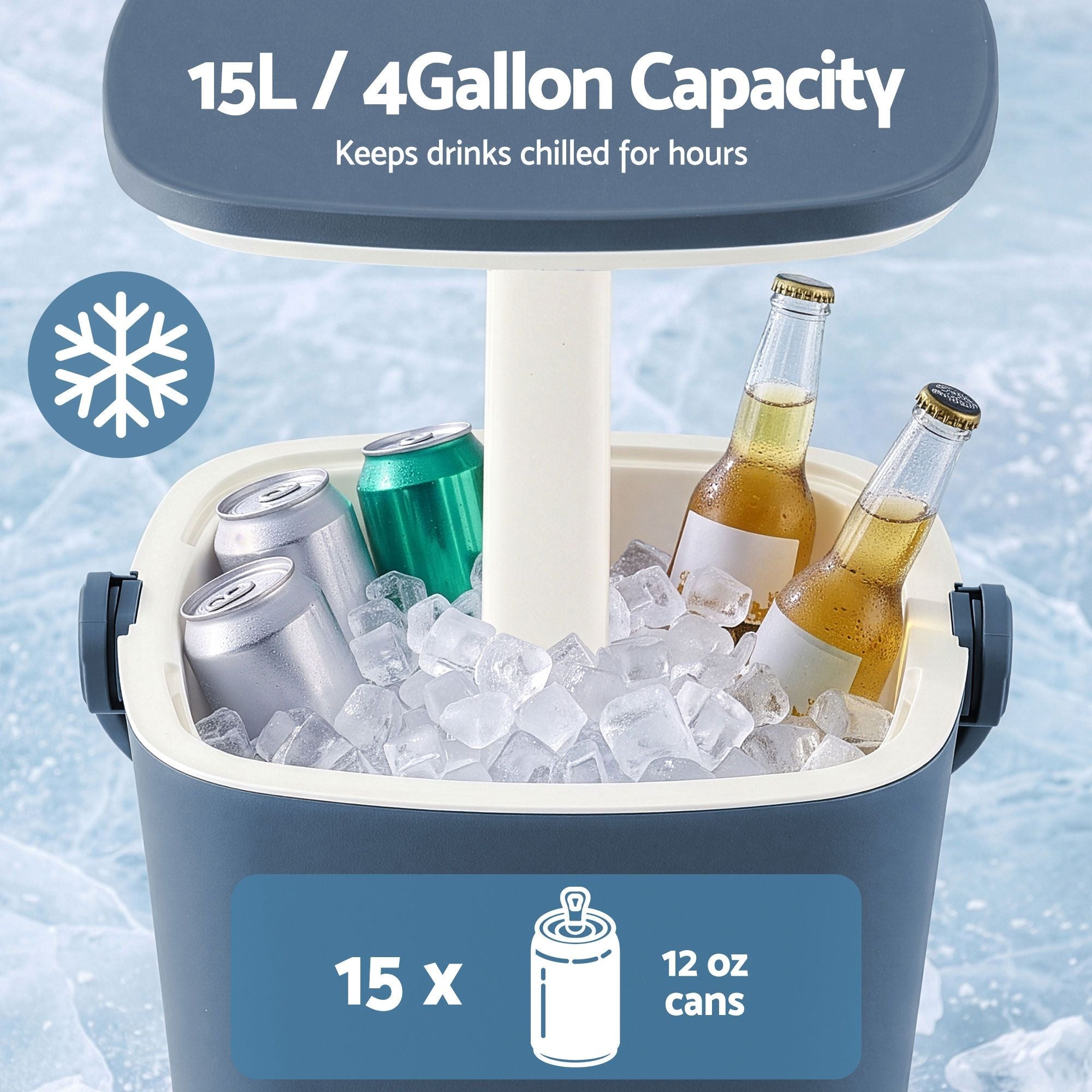 2-in-1 Outdoor Bar Table with 15L Ice Bucket Cooler and Tongs - Blue - Furniture > Outdoor > Outdoor Tables - Rivercity House & Home Co. (ABN 18 642 972 209) - Affordable Modern Furniture Australia