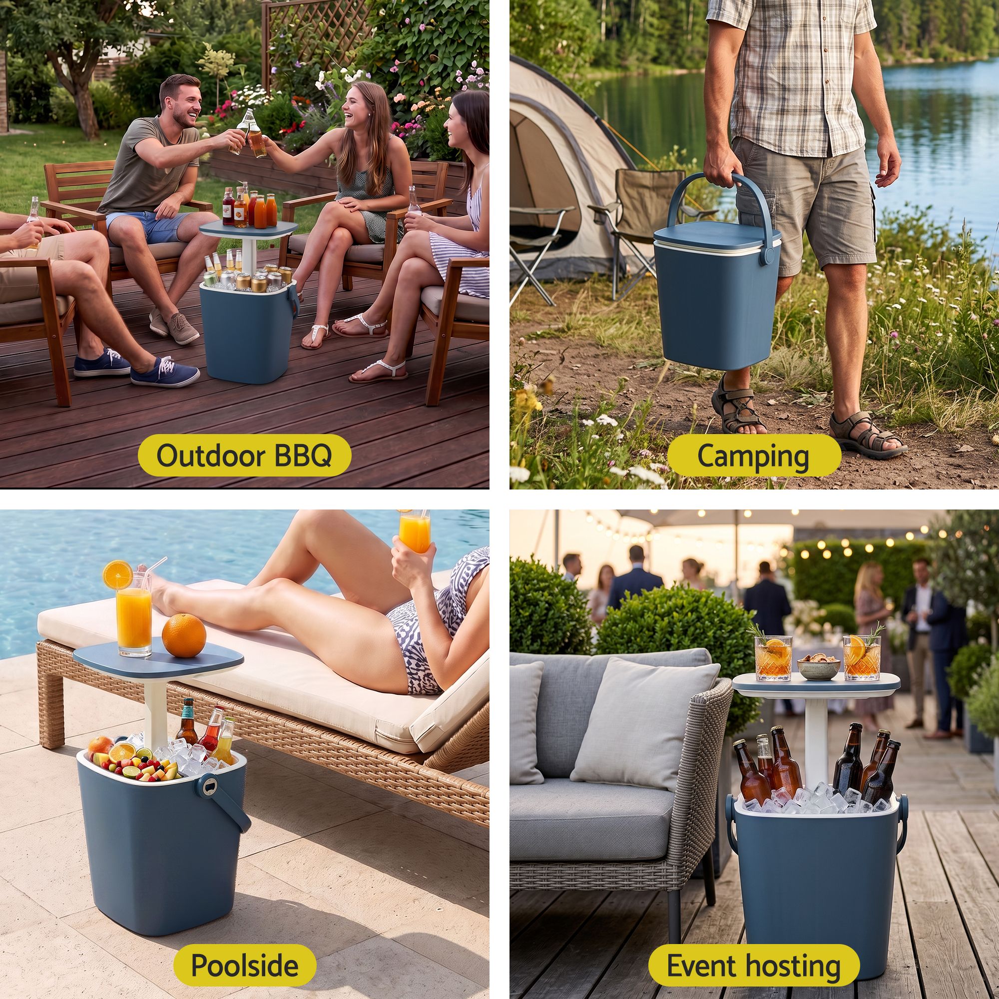 2-in-1 Outdoor Bar Table with 15L Ice Bucket Cooler and Tongs - Blue - Furniture > Outdoor > Outdoor Tables - Rivercity House & Home Co. (ABN 18 642 972 209) - Affordable Modern Furniture Australia