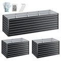 2-in-1 Raised Garden Bed Kit, 240cm/120cm| 77cm Extra Deep Ergonomic Planter Box | Protect Your Back | Galvanised Steel Vegetable Flower Pot for Outdoor Garden | Includes Gloves & Pegs