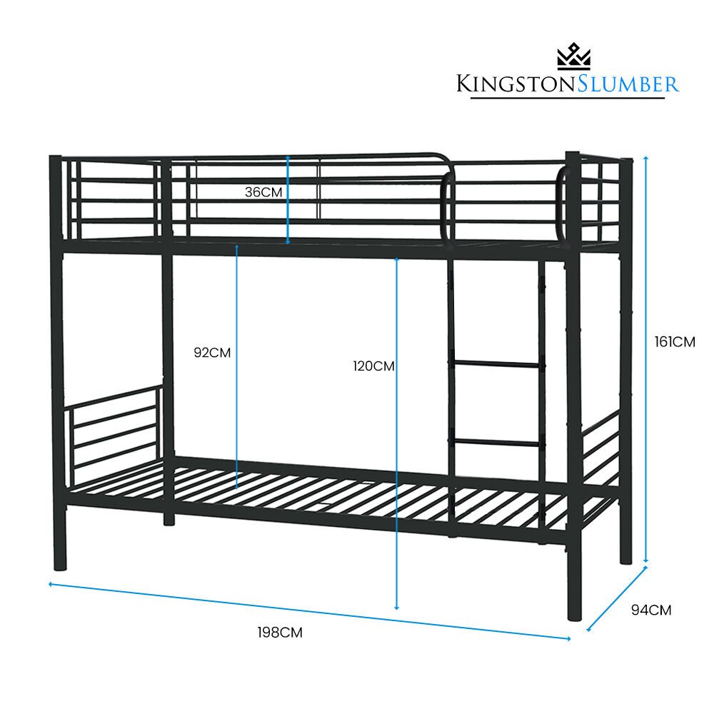 2 - in - 1 Single Metal Bunk Bed Frame - Dark Matte Grey - Furniture > Bedroom - Rivercity House & Home Co. (ABN 18 642 972 209) - Affordable Modern Furniture Australia